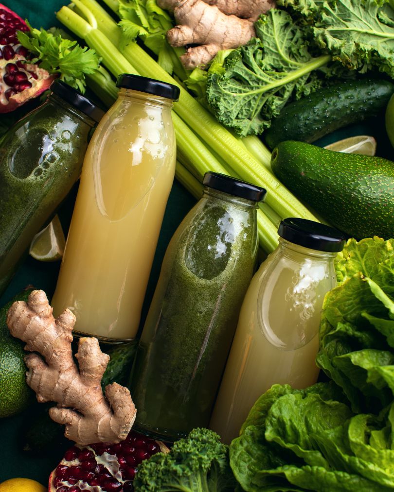 Fresh spring ingredients and herbal tea